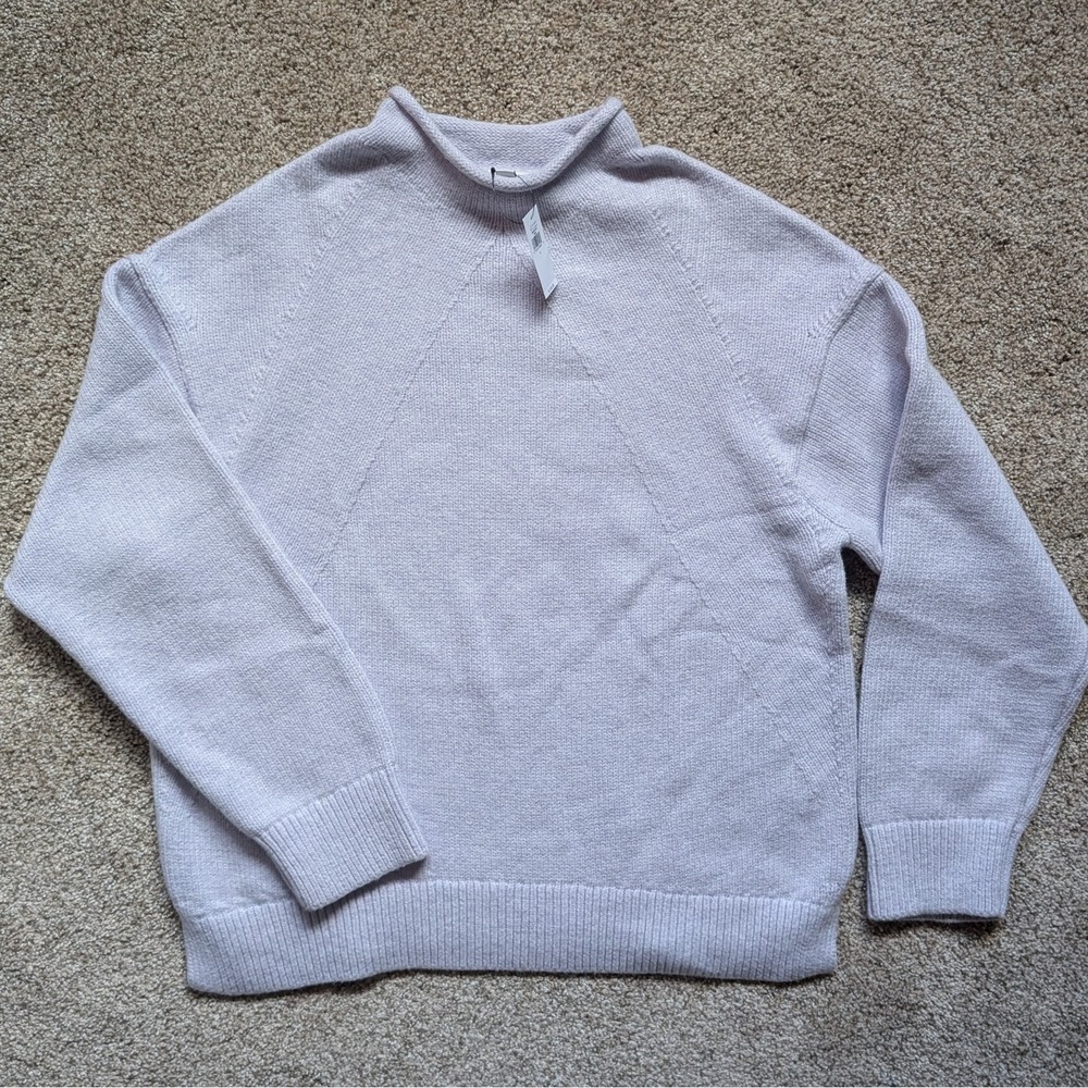 NWT Banana Republic Womens L Roll Neck Long Sleeve Sweater Purple Cozy Chunky